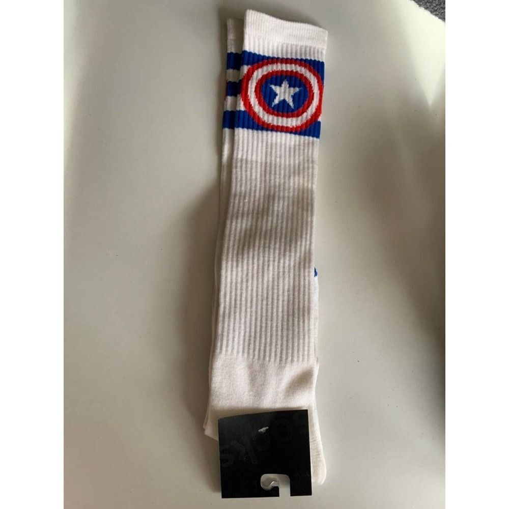 Captain America long white crew socks